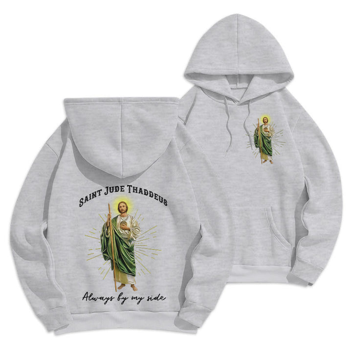 Christianartworkshop St. Jude Toujours à mes côtés Sweat à capuche en polyester doublé polaire - Gris - 2XL - image 6