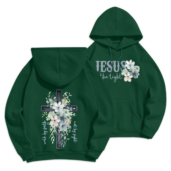 Christianartworkshop Jésus la Lumière Marche par la Foi Sweat à capuche en polyester doublé polaire - Vert - 2XL - image 0