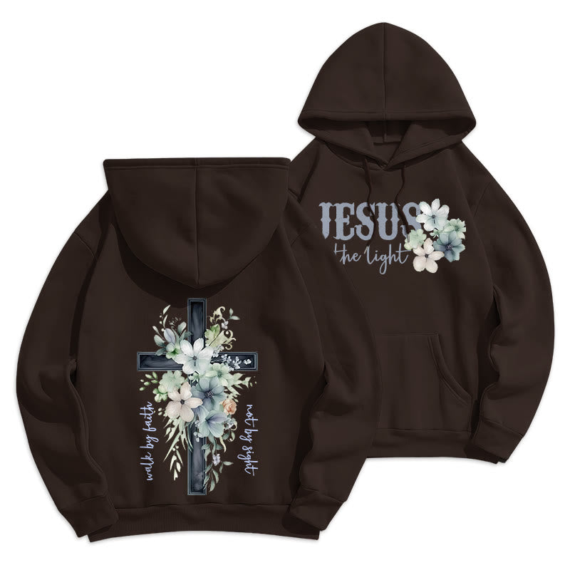 Christianartworkshop Jésus la Lumière Marche par la Foi Sweat à capuche en polyester doublé polaire - Brun - 2XL - image 4