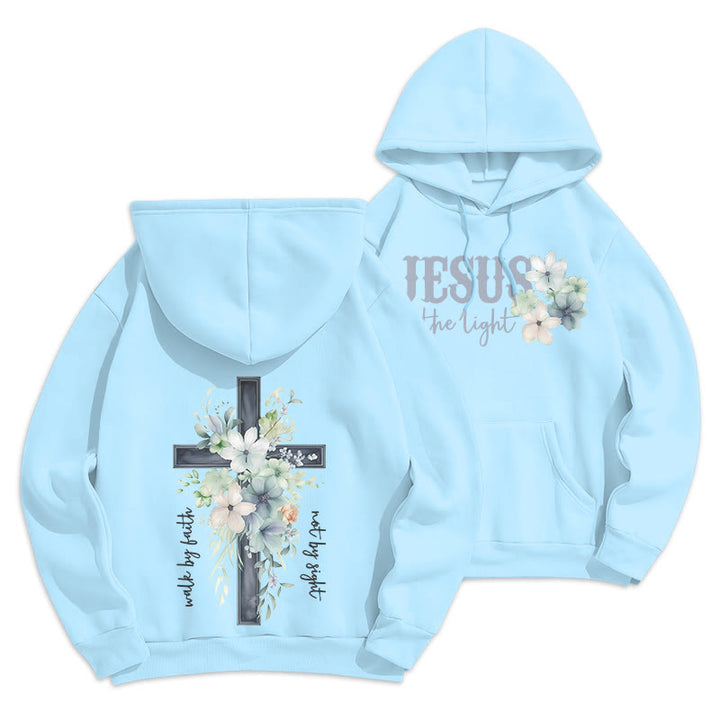 Christianartworkshop Jésus la Lumière Marche par la Foi Sweat à capuche en polyester doublé polaire - Bleu - 2XL - image 19