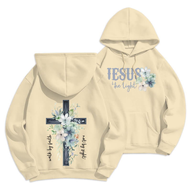 Christianartworkshop Jésus la Lumière Marche par la Foi Sweat à capuche en polyester doublé polaire - Beige - 2XL - image 22