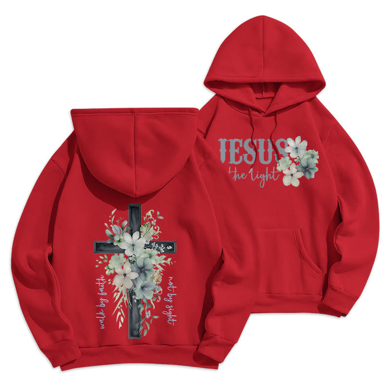 Christianartworkshop Jésus la Lumière Marche par la Foi Sweat à capuche en polyester doublé polaire - Rouge - 2XL - image 16