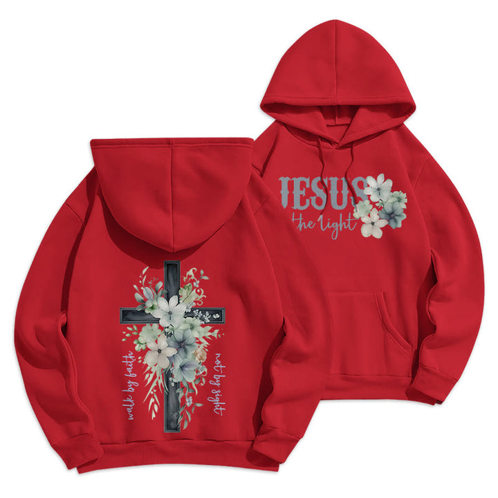 Christianartworkshop Jésus la Lumière Marche par la Foi Sweat à capuche en polyester doublé polaire - Rouge - 2XL - image 16