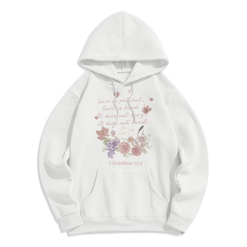 Christianartworkshop 1 Corinthiens 13:4 L'amour est patient Sweat à capuche en polyester doublé polaire - Blanc - 2XL - image 0