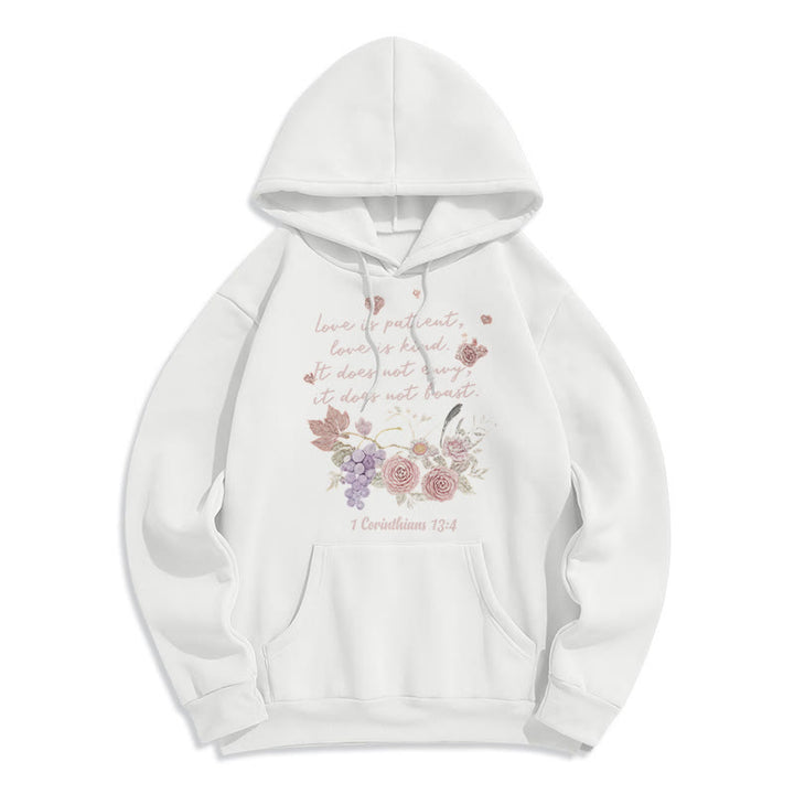 Christianartworkshop 1 Corinthiens 13:4 L'amour est patient Sweat à capuche en polyester doublé polaire - Blanc - 2XL - image 0