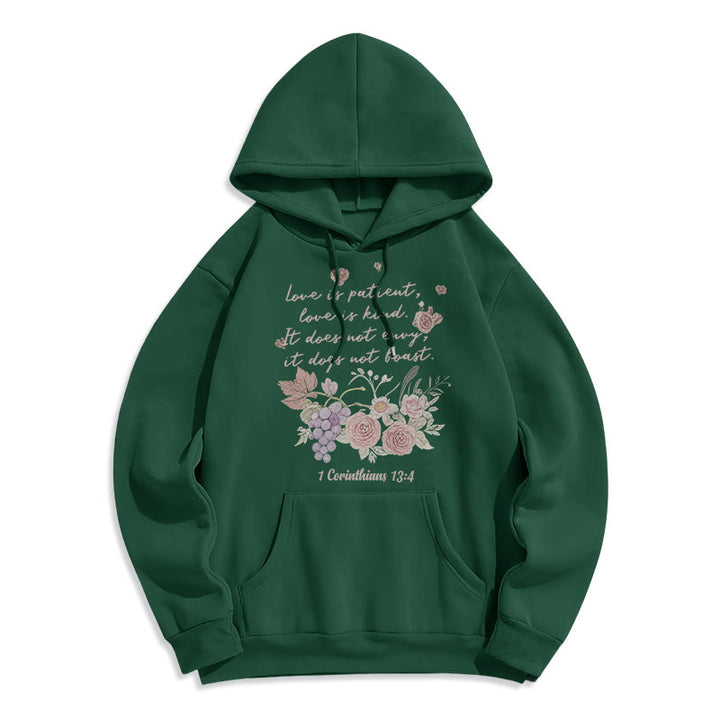 Christianartworkshop 1 Corinthiens 13:4 L'amour est patient Sweat à capuche en polyester doublé polaire - Vert - 2XL - image 6