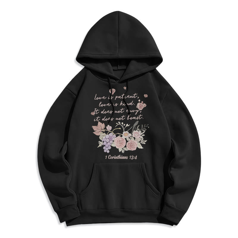 Christianartworkshop 1 Corinthiens 13:4 L'amour est patient Sweat à capuche en polyester doublé polaire - Noir - 2XL - image 8