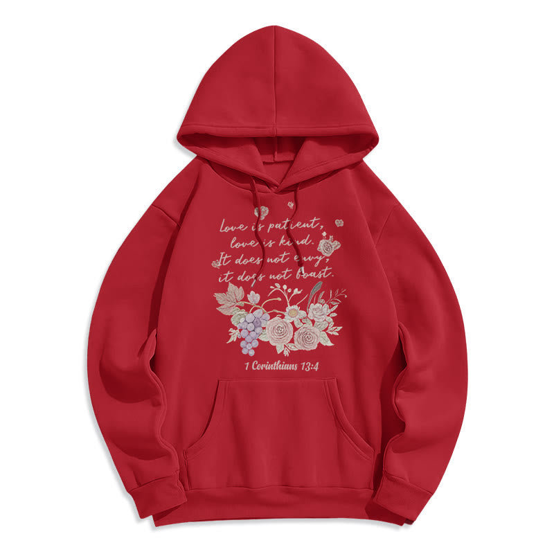 Christianartworkshop 1 Corinthiens 13:4 L'amour est patient Sweat à capuche en polyester doublé polaire - Rouge - 2XL - image 3