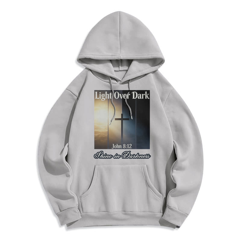Christianartworkshop Jean 8:12 Brillez dans les ténèbres Sweat à capuche en polyester doublé polaire - Gris - 2XL - image 3
