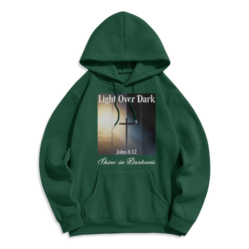 Christianartworkshop Jean 8:12 Brillez dans les ténèbres Sweat à capuche en polyester doublé polaire - Vert - 2XL - image 7