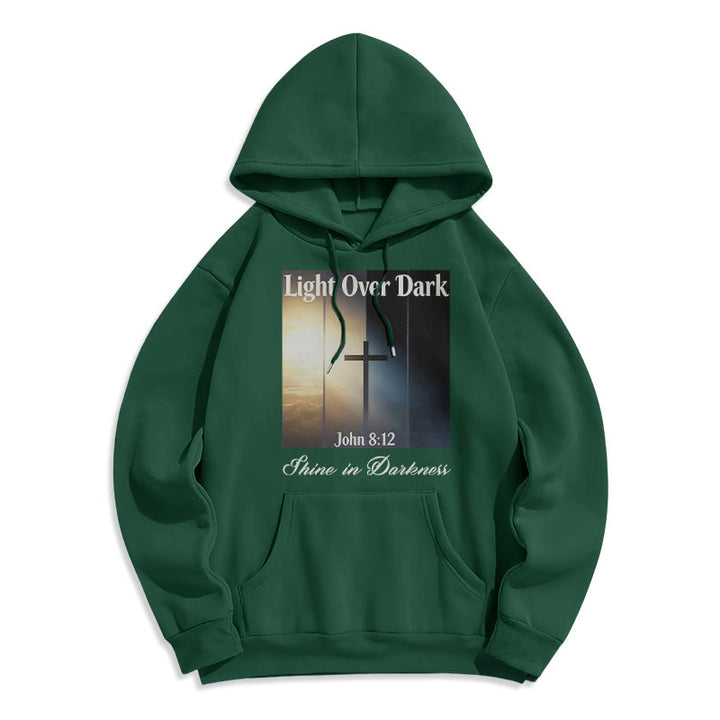Christianartworkshop Jean 8:12 Brillez dans les ténèbres Sweat à capuche en polyester doublé polaire - Vert - 2XL - image 7
