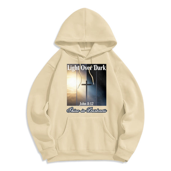Christianartworkshop Jean 8:12 Brillez dans les ténèbres Sweat à capuche en polyester doublé polaire - Beige - 2XL - image 6