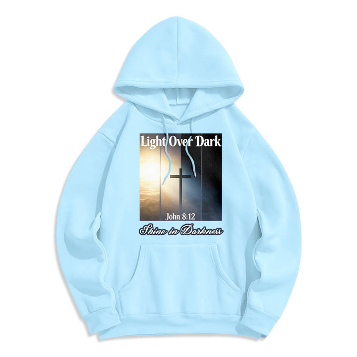 Christianartworkshop Jean 8:12 Brillez dans les ténèbres Sweat à capuche en polyester doublé polaire - Bleu - 2XL - image 5