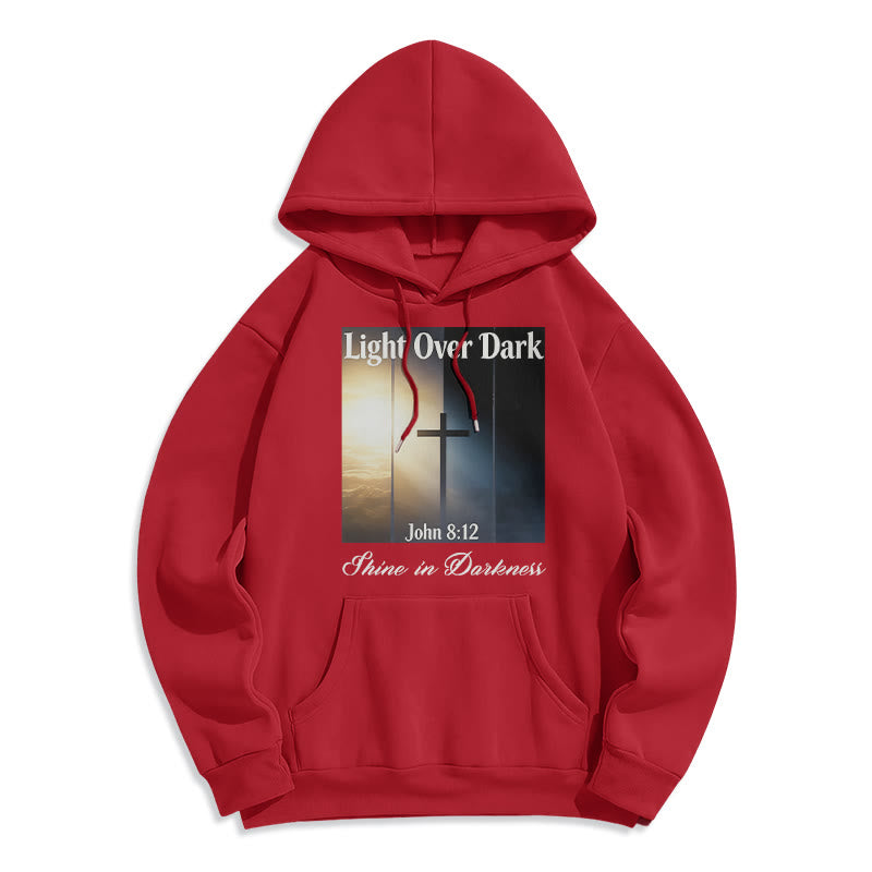 Christianartworkshop Jean 8:12 Brillez dans les ténèbres Sweat à capuche en polyester doublé polaire - Rouge - 2XL - image 4