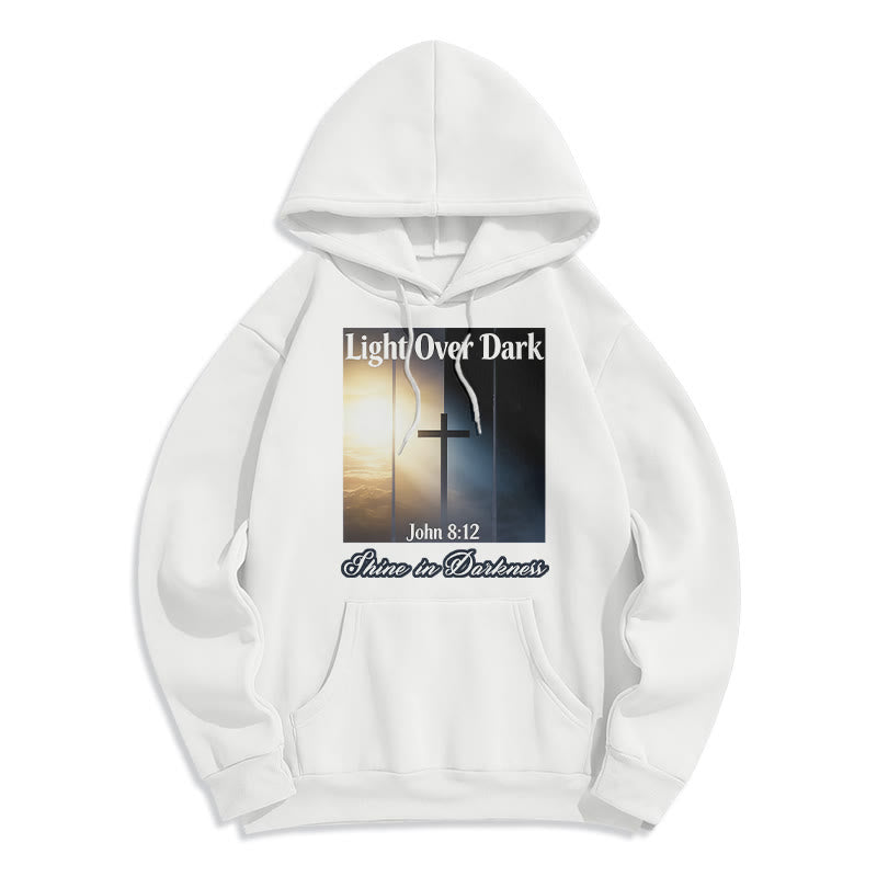 Christianartworkshop Jean 8:12 Brillez dans les ténèbres Sweat à capuche en polyester doublé polaire - Blanc - 2XL - image 2