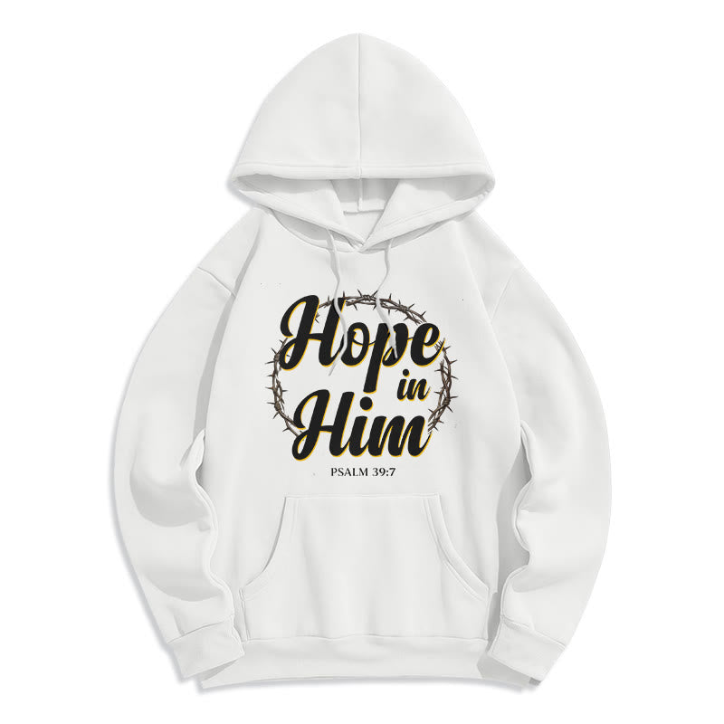Christianartworkshop Sweat à capuche doublé polaire « Couronne d'épines » et « Espoir en lui » - Blanc - 2XL - image 3