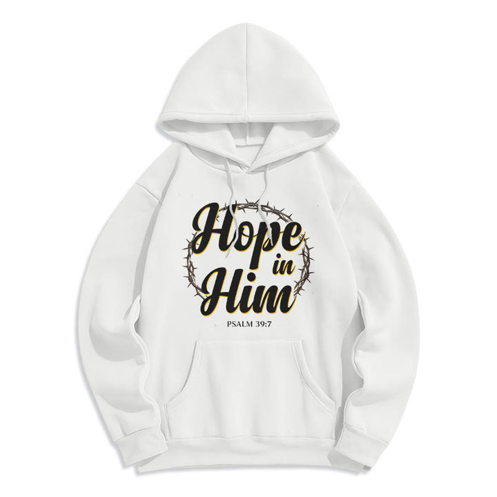 Christianartworkshop Sweat à capuche doublé polaire « Couronne d'épines » et « Espoir en lui » - Blanc - 2XL - image 3
