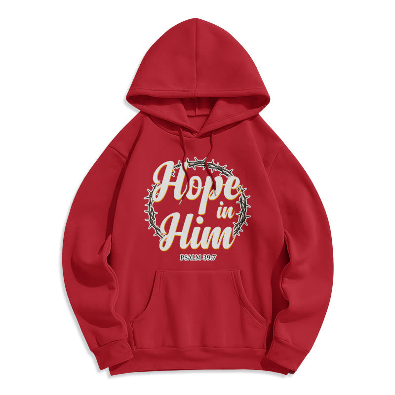Christianartworkshop Sweat à capuche doublé polaire « Couronne d'épines » et « Espoir en lui » - Rouge - 2XL - image 5