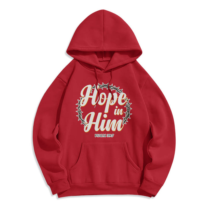 Christianartworkshop Sweat à capuche doublé polaire « Couronne d'épines » et « Espoir en lui » - Rouge - 2XL - image 5