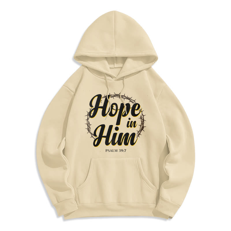 Christianartworkshop Sweat à capuche doublé polaire « Couronne d'épines » et « Espoir en lui » - Beige - 2XL - image 7