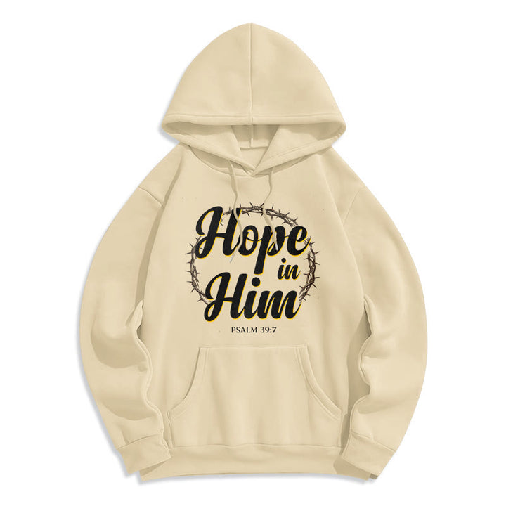 Christianartworkshop Sweat à capuche doublé polaire « Couronne d'épines » et « Espoir en lui » - Beige - 2XL - image 7