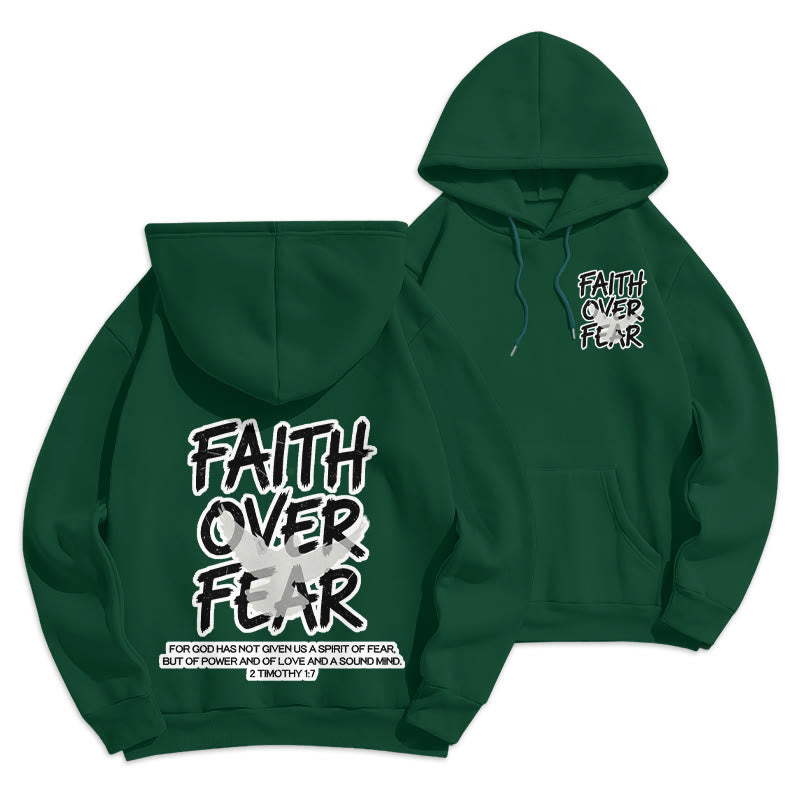 Christianartworkshop La foi plutôt que la peur 2 Timothée 1:7 Sweat à capuche en polyester doublé polaire - Vert - 2XL - image 0