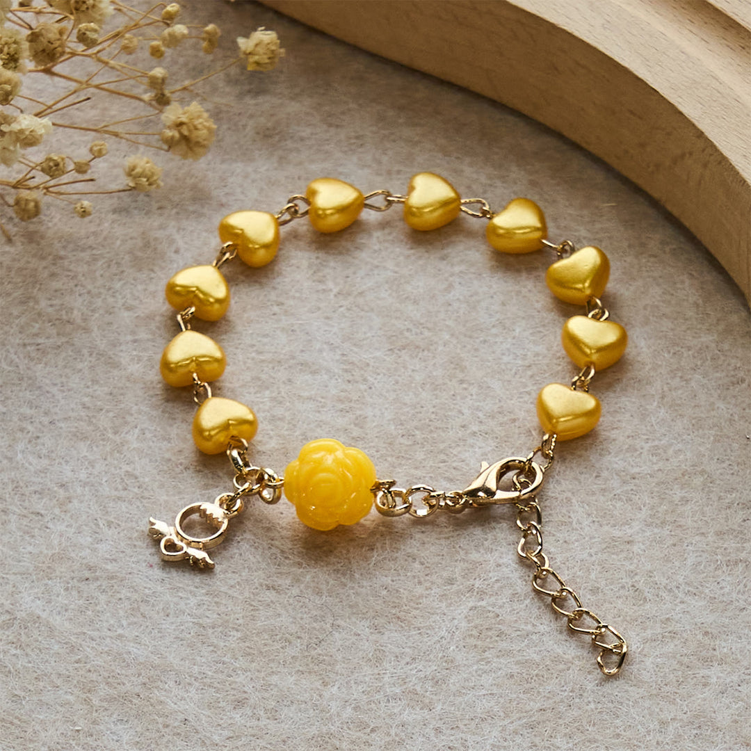 Christianartworkshop Ensemble chapelet et bracelet à perles en forme de cœur jaune : Tendre compagnon de la grâce quotidienne - Bracelet - image 7