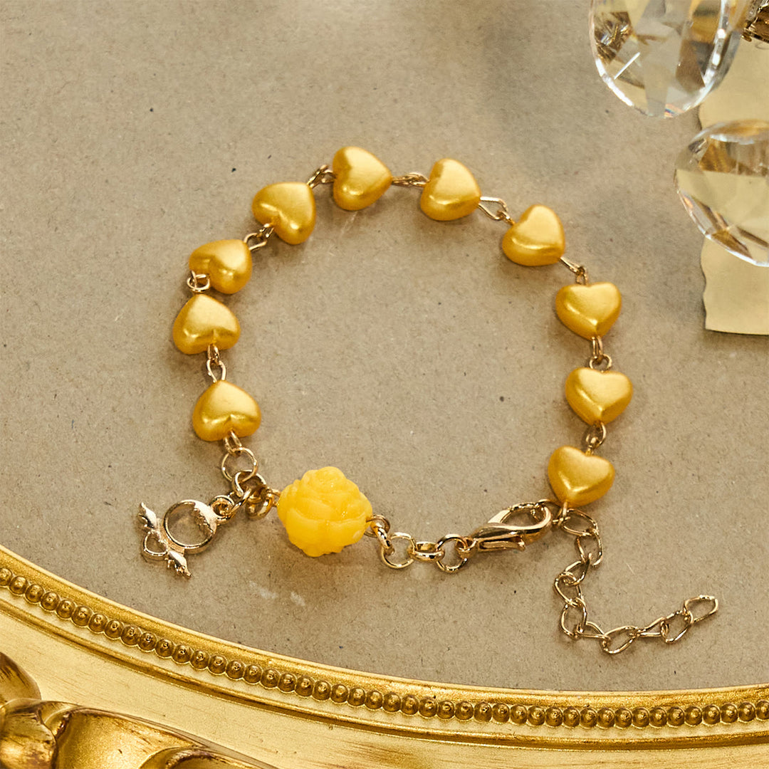 Christianartworkshop Ensemble chapelet et bracelet à perles en forme de cœur jaune : Tendre compagnon de la grâce quotidienne - image 8