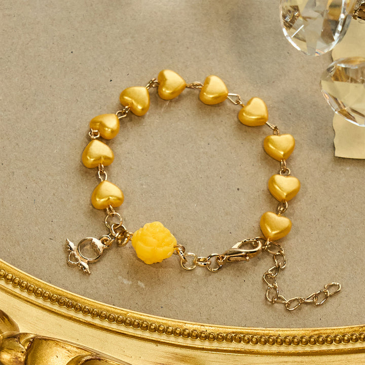 Christianartworkshop Ensemble chapelet et bracelet à perles en forme de cœur jaune : Tendre compagnon de la grâce quotidienne - image 8