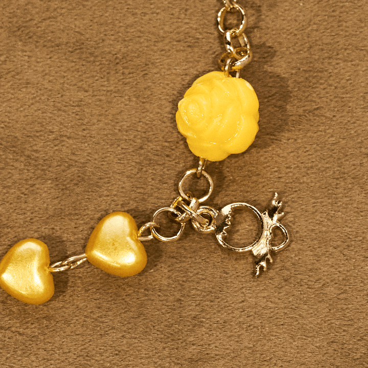 Christianartworkshop Ensemble chapelet et bracelet à perles en forme de cœur jaune : Tendre compagnon de la grâce quotidienne - image 9