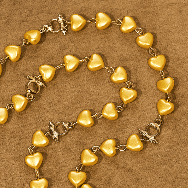 Christianartworkshop Ensemble chapelet et bracelet à perles en forme de cœur jaune : Tendre compagnon de la grâce quotidienne - image 5