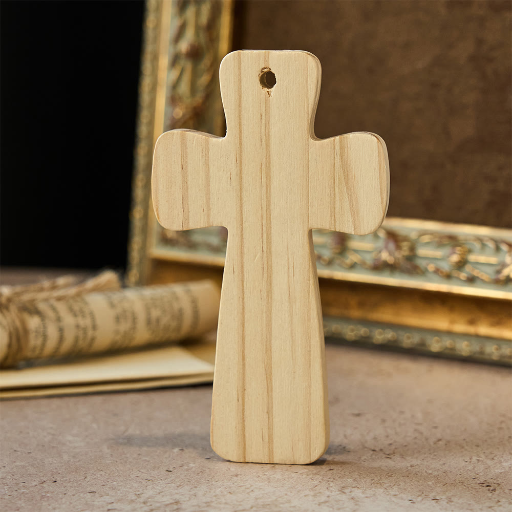 Christianartworkshop Croix décorative en bois avec gravure de l'Enfant de Dieu : une douce appartenance pour les espaces de la maison - image 3