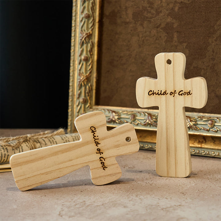 Christianartworkshop Croix décorative en bois avec gravure de l'Enfant de Dieu : une douce appartenance pour les espaces de la maison - 2 pièces/ensemble - image 0