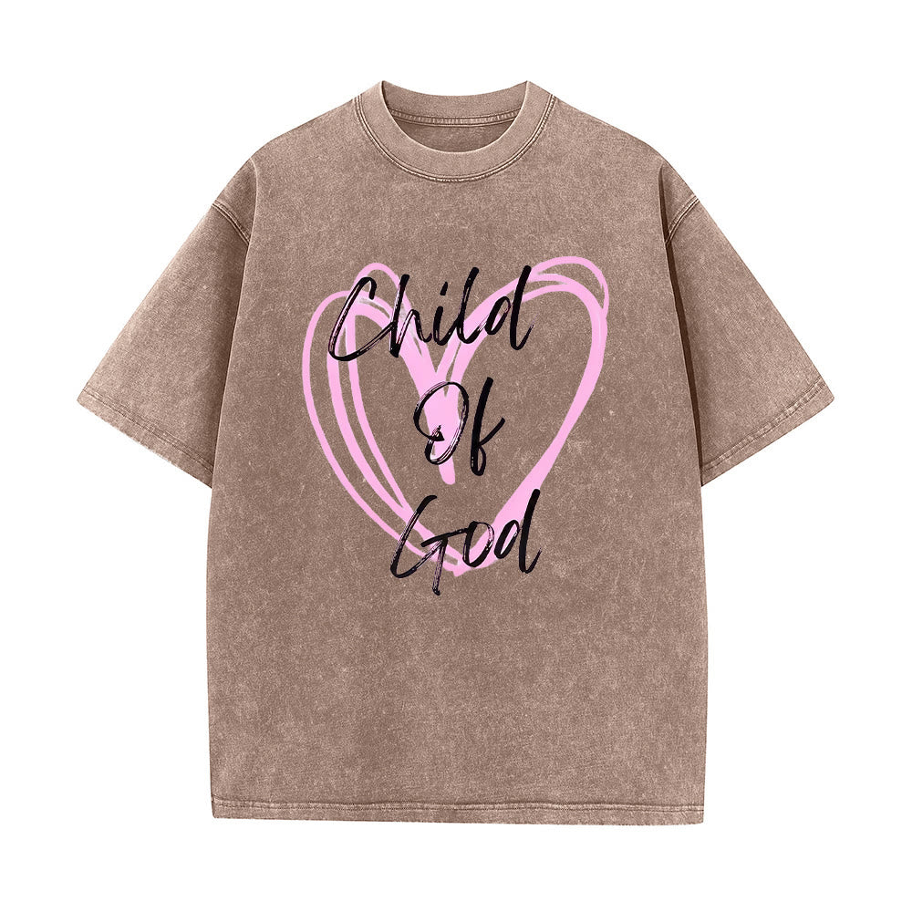 T-shirt unisexe délavé Christianartworkshop « Enfant de Dieu romantique avec Sacré-Cœur » - Café - 5XL - image 8