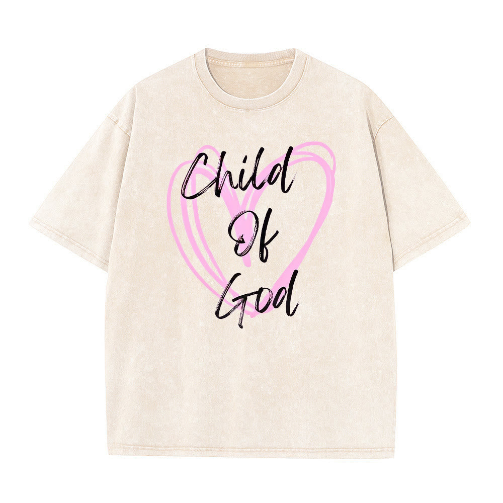 T-shirt unisexe délavé Christianartworkshop « Enfant de Dieu romantique avec Sacré-Cœur » - Abricot - 5XL - image 7