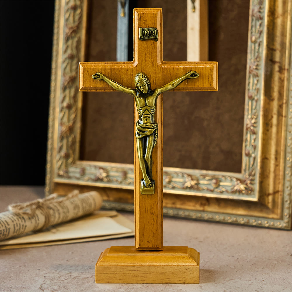 Christianartworkshop Décoration de bureau crucifix « Amour rédempteur » : Son cadeau en toute discrétion - Crucifix en bois - image 0