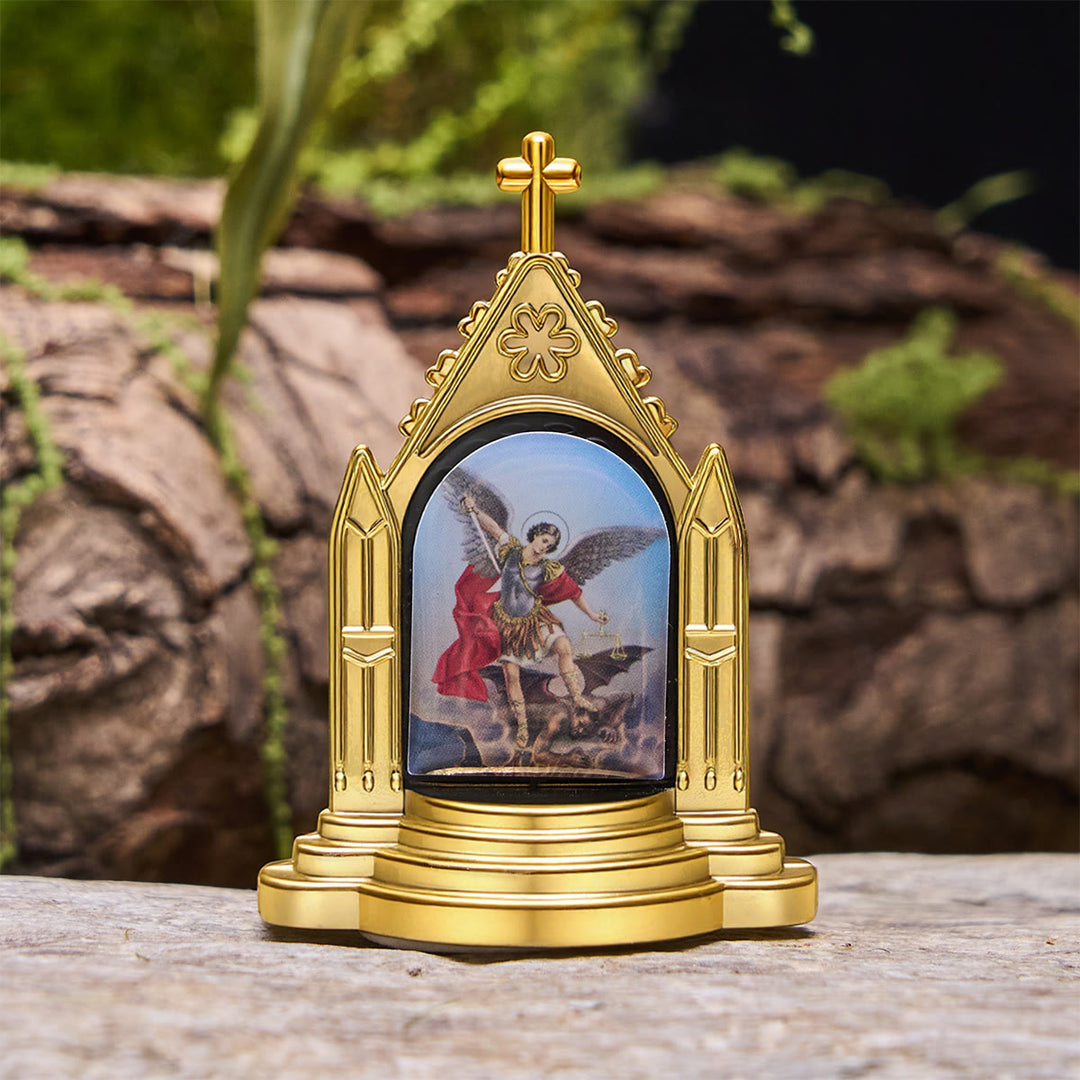 Christianartworkshop Décoration de bureau avec figurine sacrée encadrée et ornée : Sa présence en toute douceur - Saint Michel - image 9