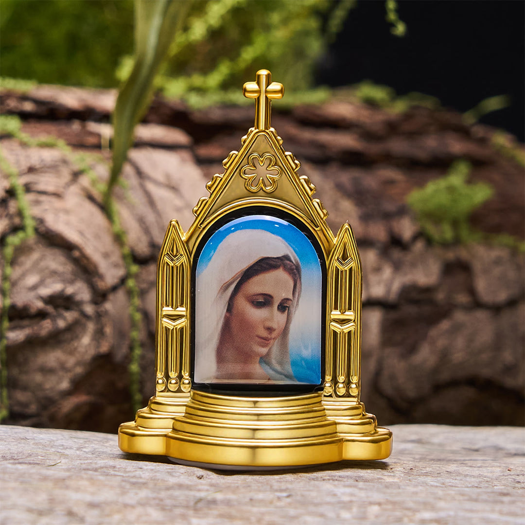 Christianartworkshop Décoration de bureau avec figurine sacrée encadrée et ornée : Sa présence en toute douceur - Vierge Marie B - image 4