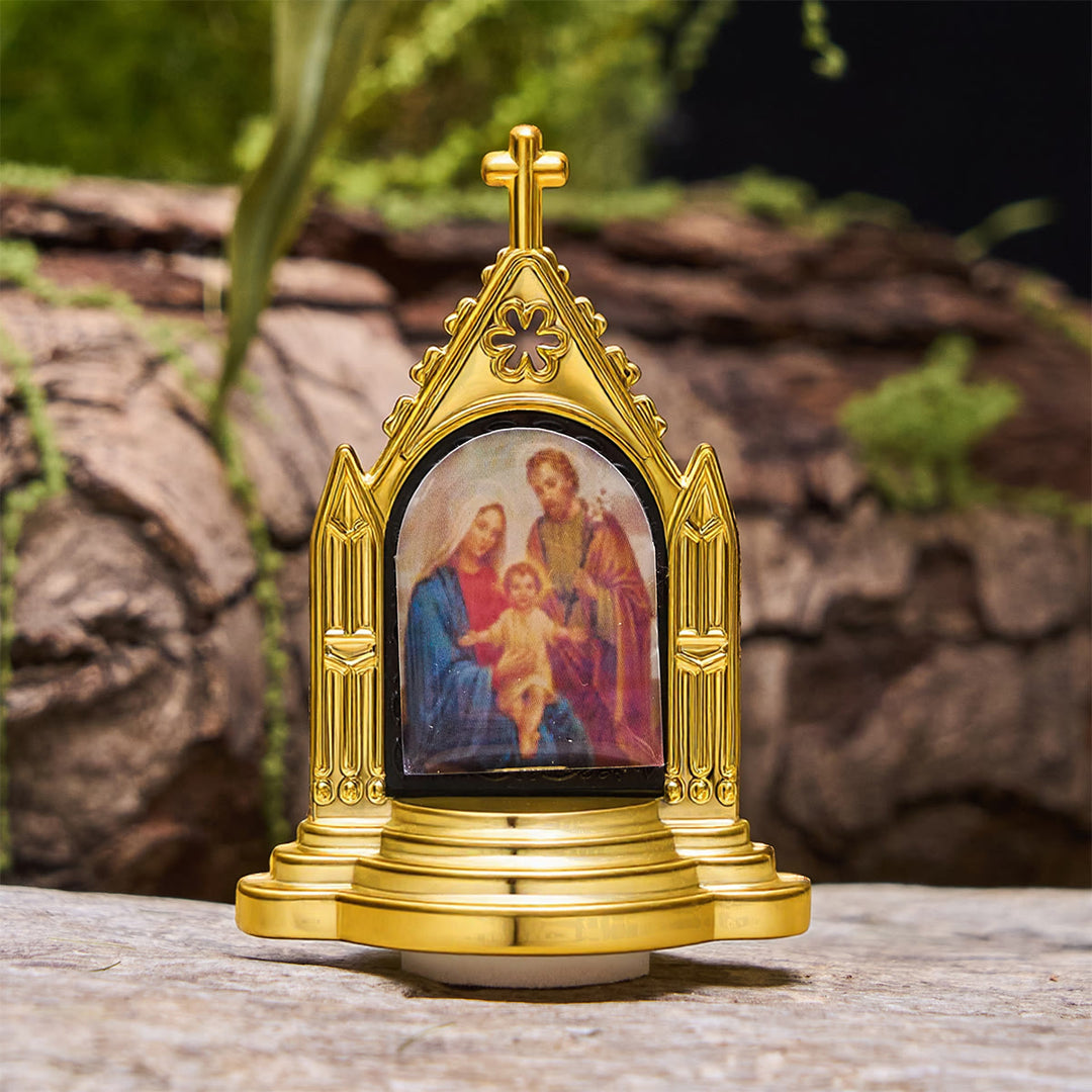 Christianartworkshop Décoration de bureau avec figurine sacrée encadrée et ornée : Sa présence en toute douceur - Sainte Famille - image 8