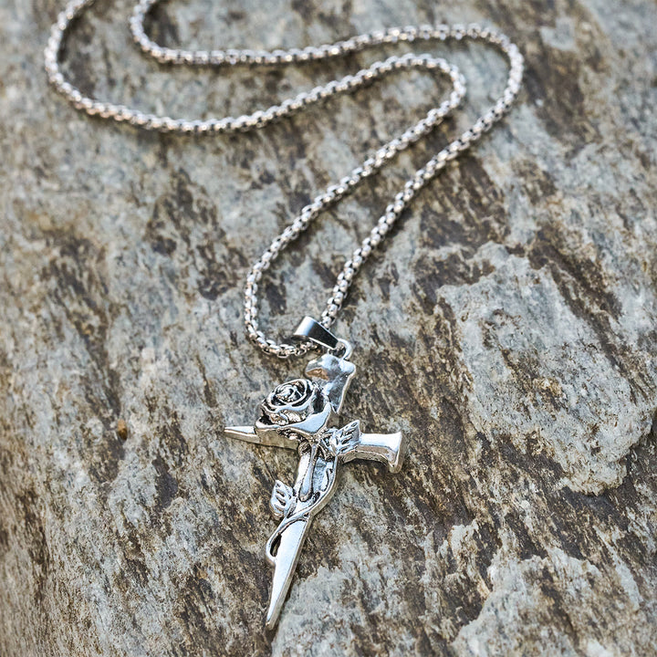 Christianartworkshop Collier croix orné de roses et de motifs floraux gothiques - image 5