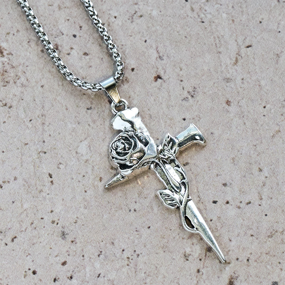 Christianartworkshop Collier croix orné de roses et de motifs floraux gothiques - image 6