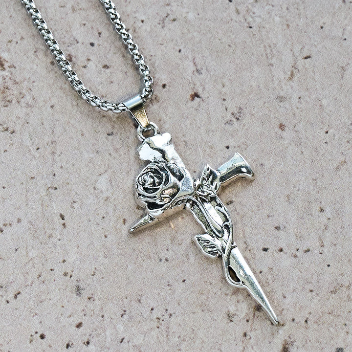 Christianartworkshop Collier croix orné de roses et de motifs floraux gothiques - image 6