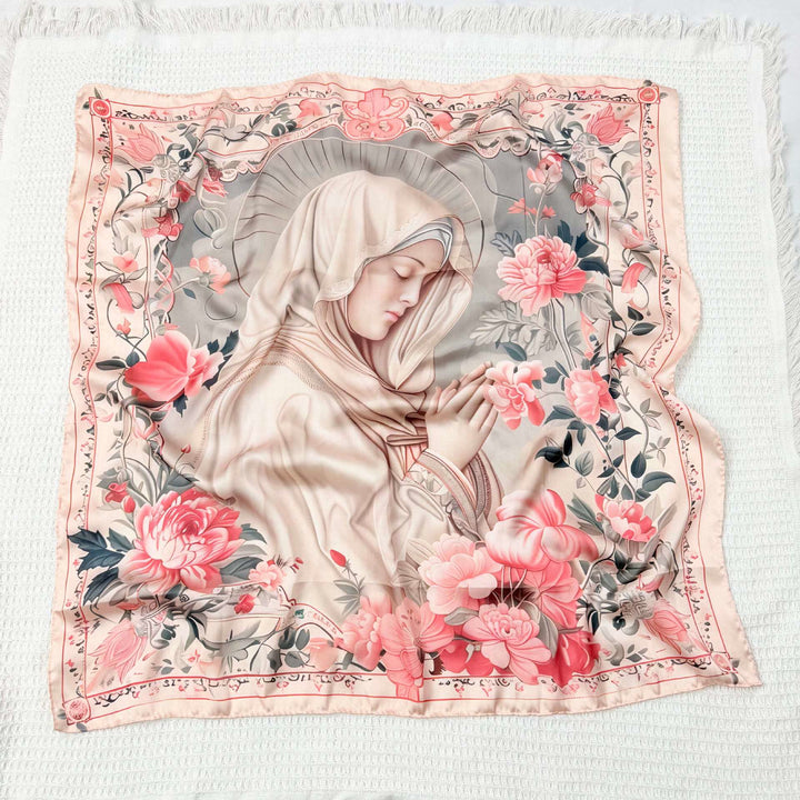 Christianartworkshop Écharpe en satin Madone sereine : Une fleur de dévotion - L - image 17