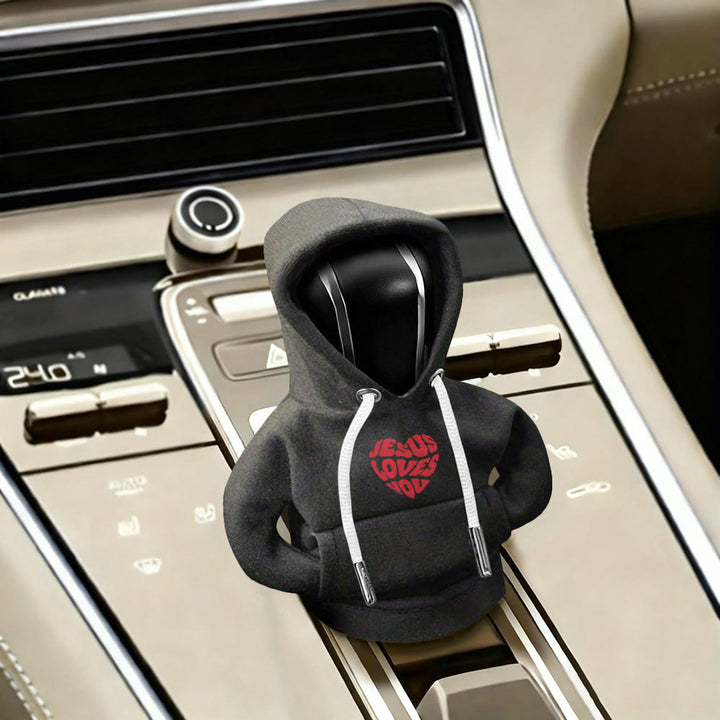 Christianartworkshop Housse de levier de vitesse de voiture avec sweat à capuche « Jésus t’aime » : Un message d’amour sur la route - Noir - image 2