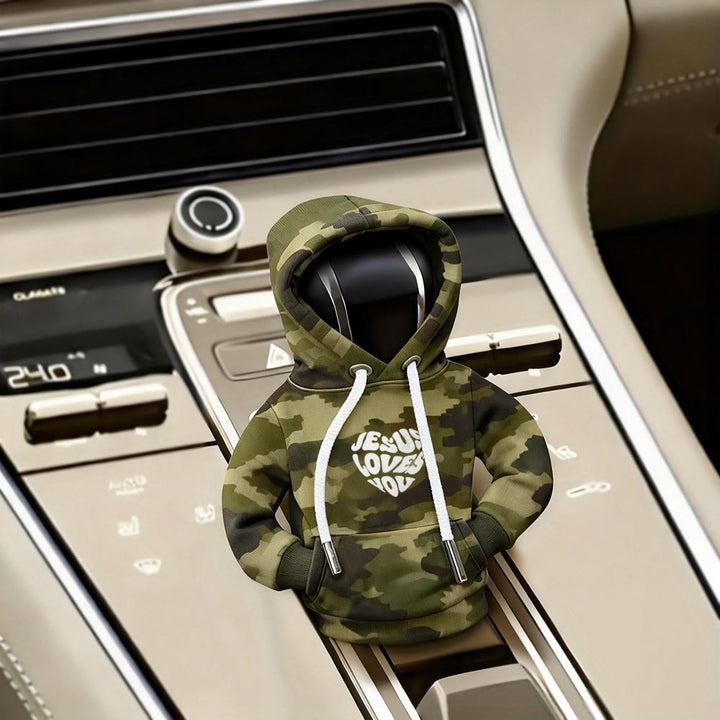 Christianartworkshop Housse de levier de vitesse de voiture avec sweat à capuche « Jésus t’aime » : Un message d’amour sur la route - camouflage - image 10