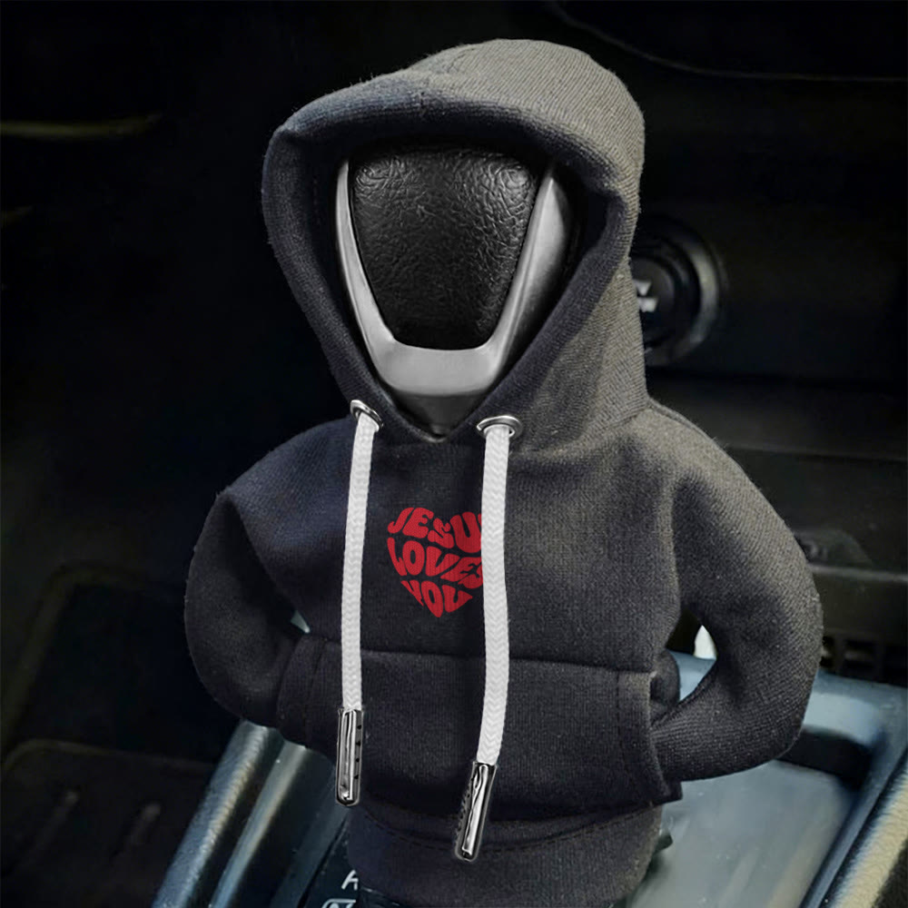 Christianartworkshop Housse de levier de vitesse de voiture avec sweat à capuche « Jésus t’aime » : Un message d’amour sur la route - image 4