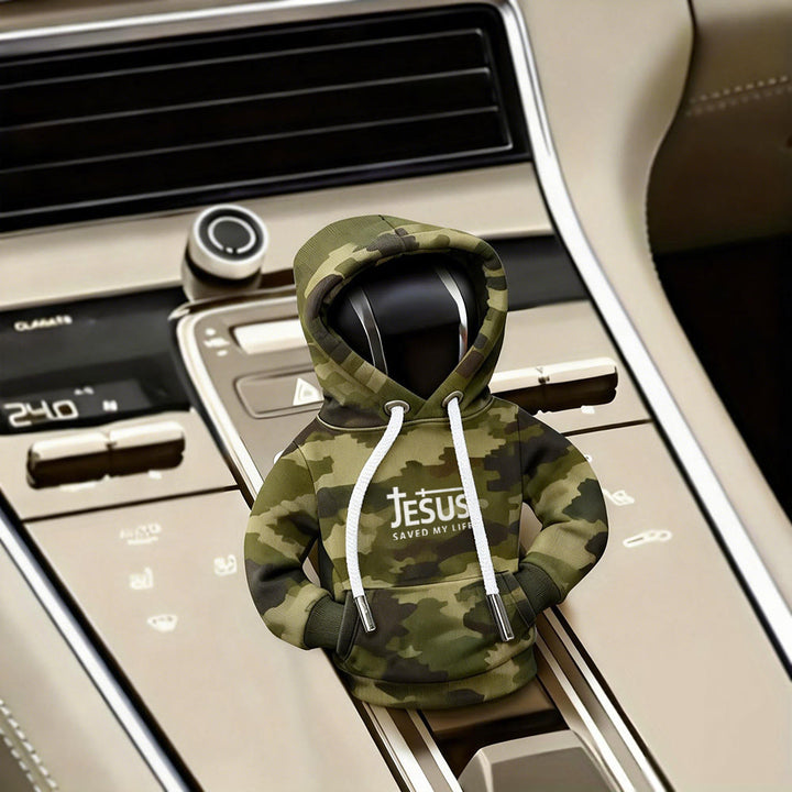 Christianartworkshop Sweat à capuche « Jésus m'a sauvé la vie » et housse de levier de vitesse pour voiture : une affirmation de foi audacieuse - camouflage - image 10