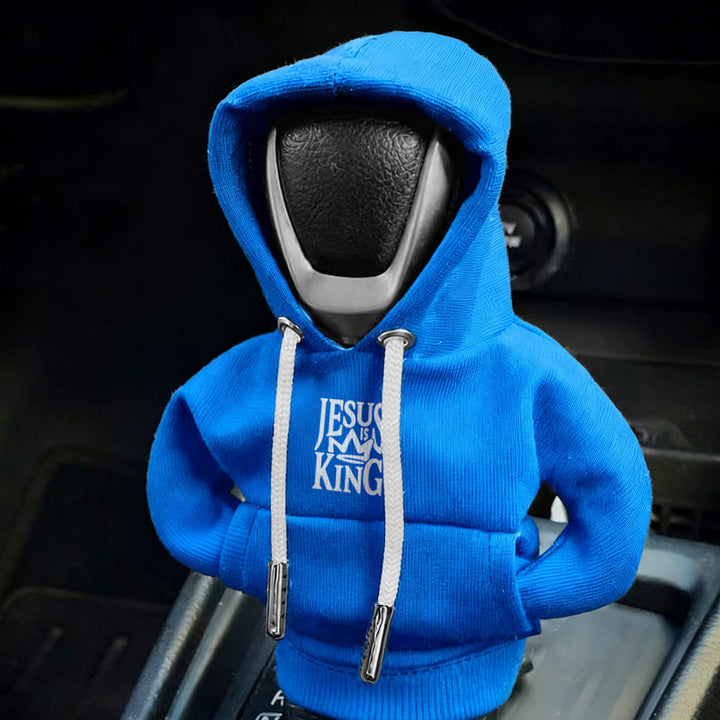 Atelier d'art chrétien Sweat à capuche Jésus est mon roi Housse de levier de vitesse de voiture : Une proclamation royale - image 1