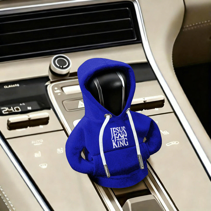 Atelier d'art chrétien Sweat à capuche Jésus est mon roi Housse de levier de vitesse de voiture : Une proclamation royale - Bleu marine - image 7