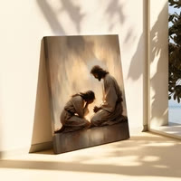 Christianartworkshop Affiche murale Shepherd’s Care : Un compagnon tendre pour votre intérieur - 11,81 po × 15,75 po × 0,71 po / 30 × 40 × 1,8 cm - Tableau sur toile encadré - image 0